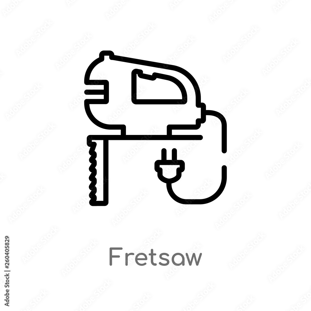 outline fretsaw vector icon. isolated black simple line element illustration from general concept. editable vector stroke fretsaw icon on white background