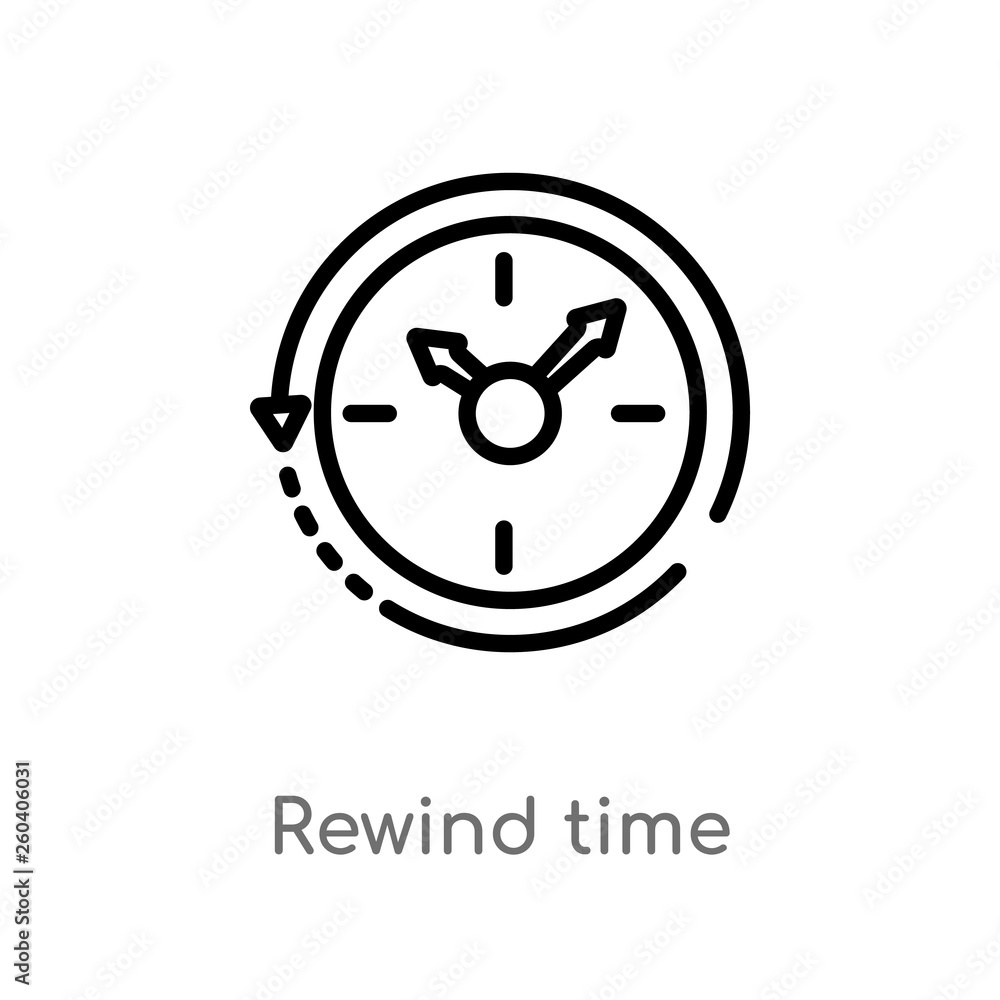outline rewind time vector icon. isolated black simple line element illustration from general concept. editable vector stroke rewind time icon on white background outline rewind time vector icon. isolated black simple line element illustration from general concept. editable vector stroke rewind time icon on white background