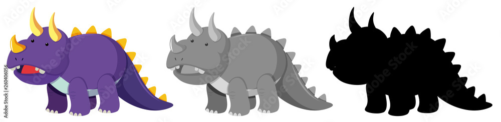 Set of triceratops character