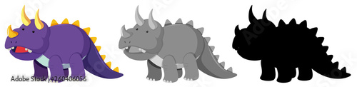 Set of triceratops character