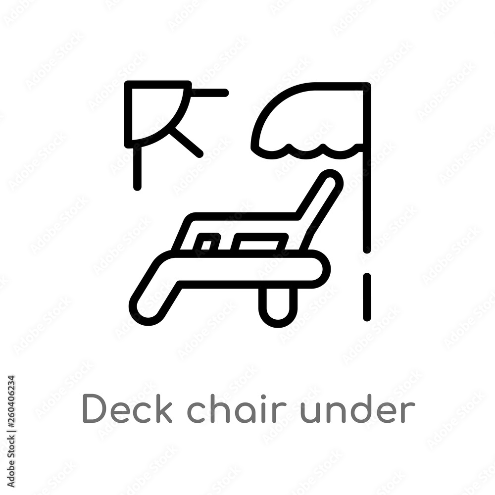 outline deck chair under the sun vector icon. isolated black simple line element illustration from general concept. editable vector stroke deck chair under the sun icon on white background outline deck chair under the sun vector icon. isolated black simple line element illustration from general concept. editable vector stroke deck chair under the sun icon on white background