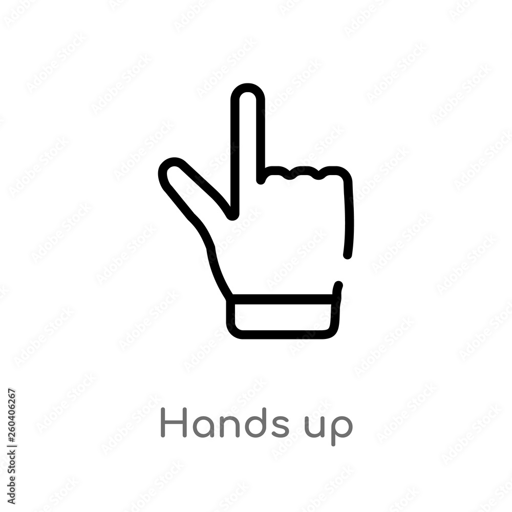 outline hands up vector icon. isolated black simple line element illustration from gestures concept. editable vector stroke hands up icon on white background outline hands up vector icon. isolated black simple line element illustration from gestures concept. editable vector stroke hands up icon on white background