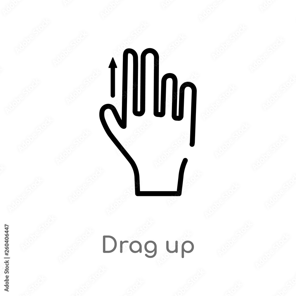 outline drag up vector icon. isolated black simple line element illustration from gestures concept. editable vector stroke drag up icon on white background outline drag up vector icon. isolated black simple line element illustration from gestures concept. editable vector stroke drag up icon on white background