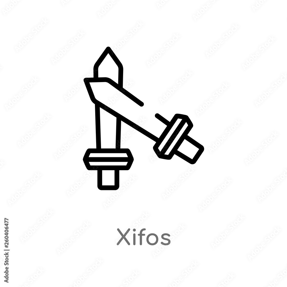 outline xifos vector icon. isolated black simple line element illustration from greece concept. editable vector stroke xifos icon on white background outline xifos vector icon. isolated black simple line element illustration from greece concept. editable vector stroke xifos icon on white background