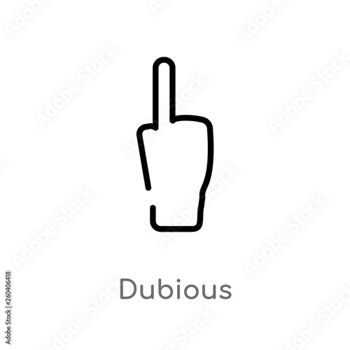 outline dubious vector icon. isolated black simple line element illustration from gestures concept. editable vector stroke dubious icon on white background