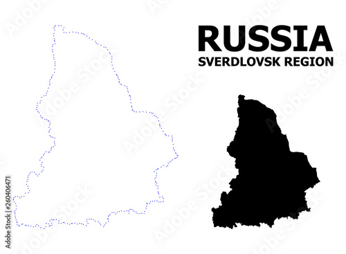 Vector Contour Dotted Map of Sverdlovsk Region with Name