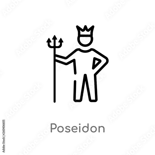 outline poseidon vector icon. isolated black simple line element illustration from greece concept. editable vector stroke poseidon icon on white background