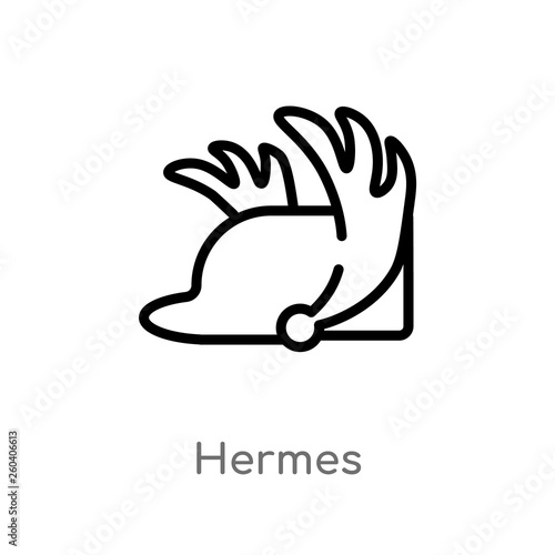 outline hermes vector icon. isolated black simple line element illustration from greece concept. editable vector stroke hermes icon on white background