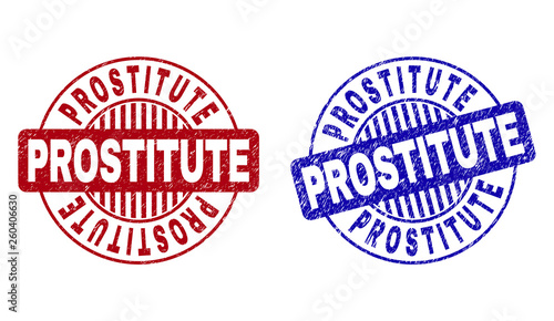 Fotografering Grunge PROSTITUTE round stamp seals isolated on a white background
