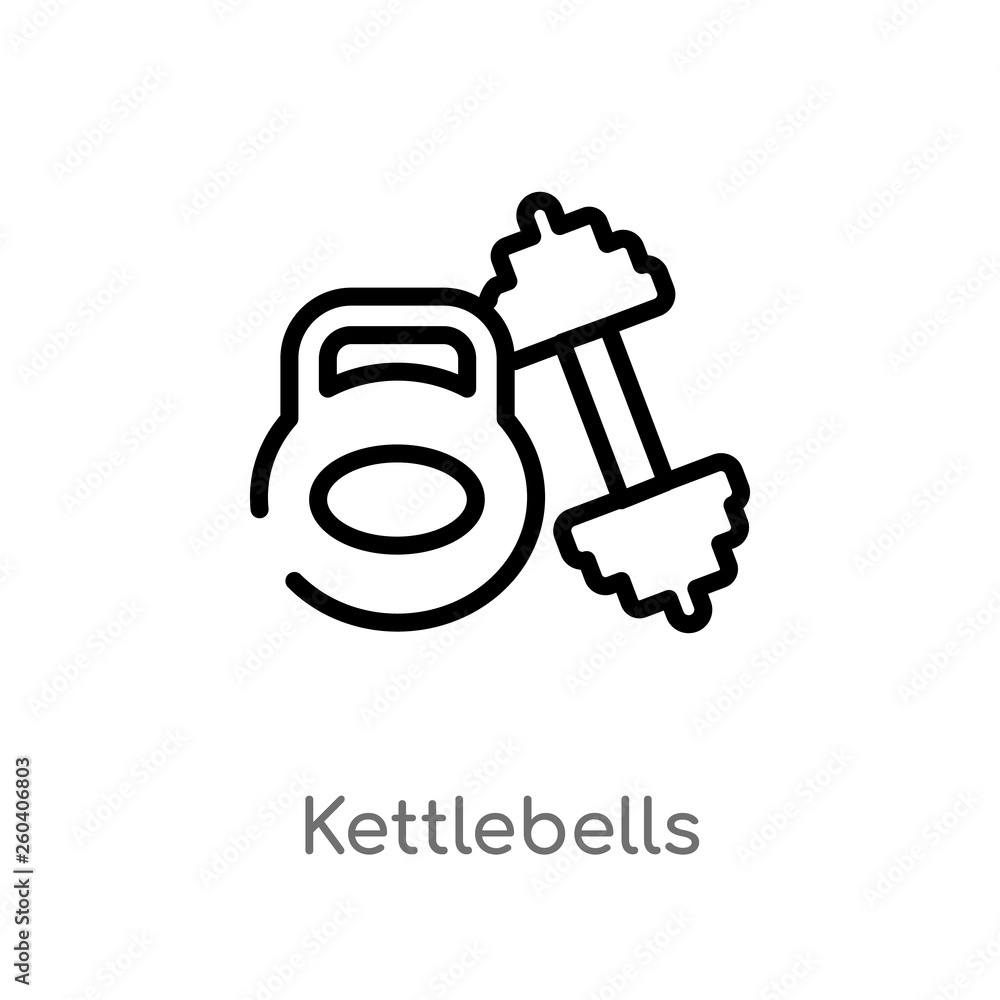 outline kettlebells vector icon. isolated black simple line element illustration from gym equipment concept. editable vector stroke kettlebells icon on white background