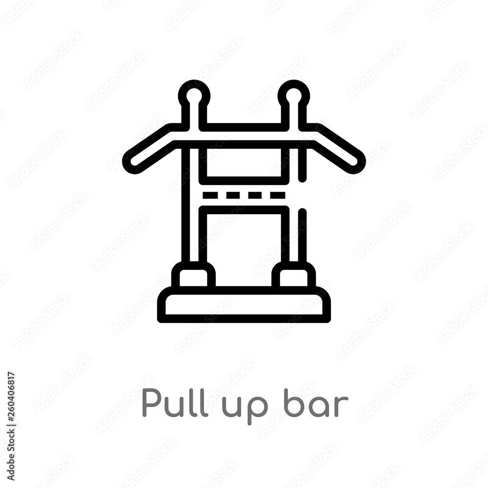 outline pull up bar vector icon. isolated black simple line element illustration from gym equipment concept. editable vector stroke pull up bar icon on white background outline pull up bar vector icon. isolated black simple line element illustration from gym equipment concept. editable vector stroke pull up bar icon on white background