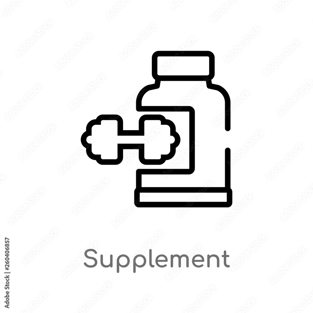 outline supplement vector icon. isolated black simple line element illustration from gym and fitness concept. editable vector stroke supplement icon on white background outline supplement vector icon. isolated black simple line element illustration from gym and fitness concept. editable vector stroke supplement icon on white background