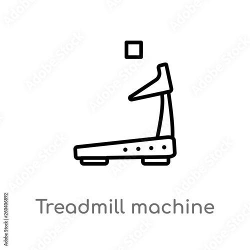 outline treadmill machine vector icon. isolated black simple line element illustration from gym and fitness concept. editable vector stroke treadmill machine icon on white background