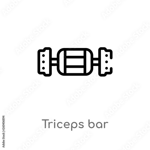 outline triceps bar vector icon. isolated black simple line element illustration from gym and fitness concept. editable vector stroke triceps bar icon on white background