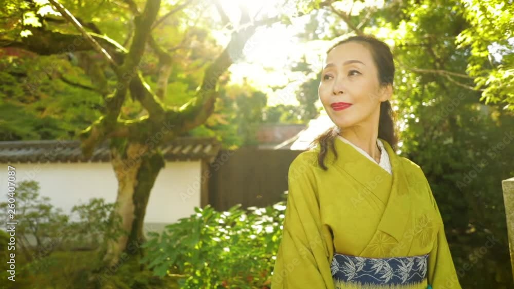 Elegant Japanese woman enjoying a park in Kyoto Japan. Elegant Japanese woman enjoying a park in Kyoto Japan.