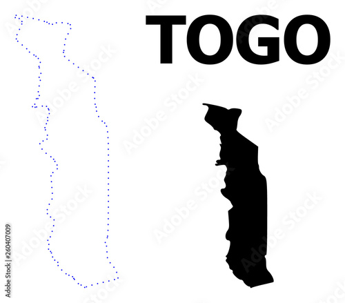 Vector Contour Dotted Map of Togo with Caption