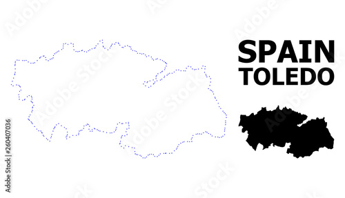 Vector Contour Dotted Map of Toledo Province with Name