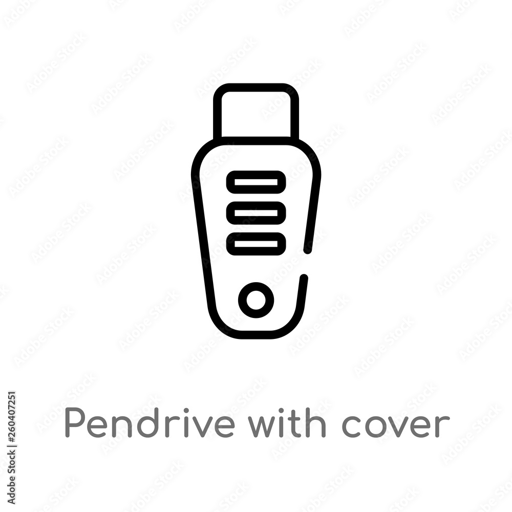 outline pendrive with cover vector icon. isolated black simple line element illustration from hardware concept. editable vector stroke pendrive with cover icon on white background outline pendrive with cover vector icon. isolated black simple line element illustration from hardware concept. editable vector stroke pendrive with cover icon on white background