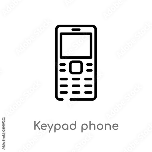 outline keypad phone vector icon. isolated black simple line element illustration from hardware concept. editable vector stroke keypad phone icon on white background