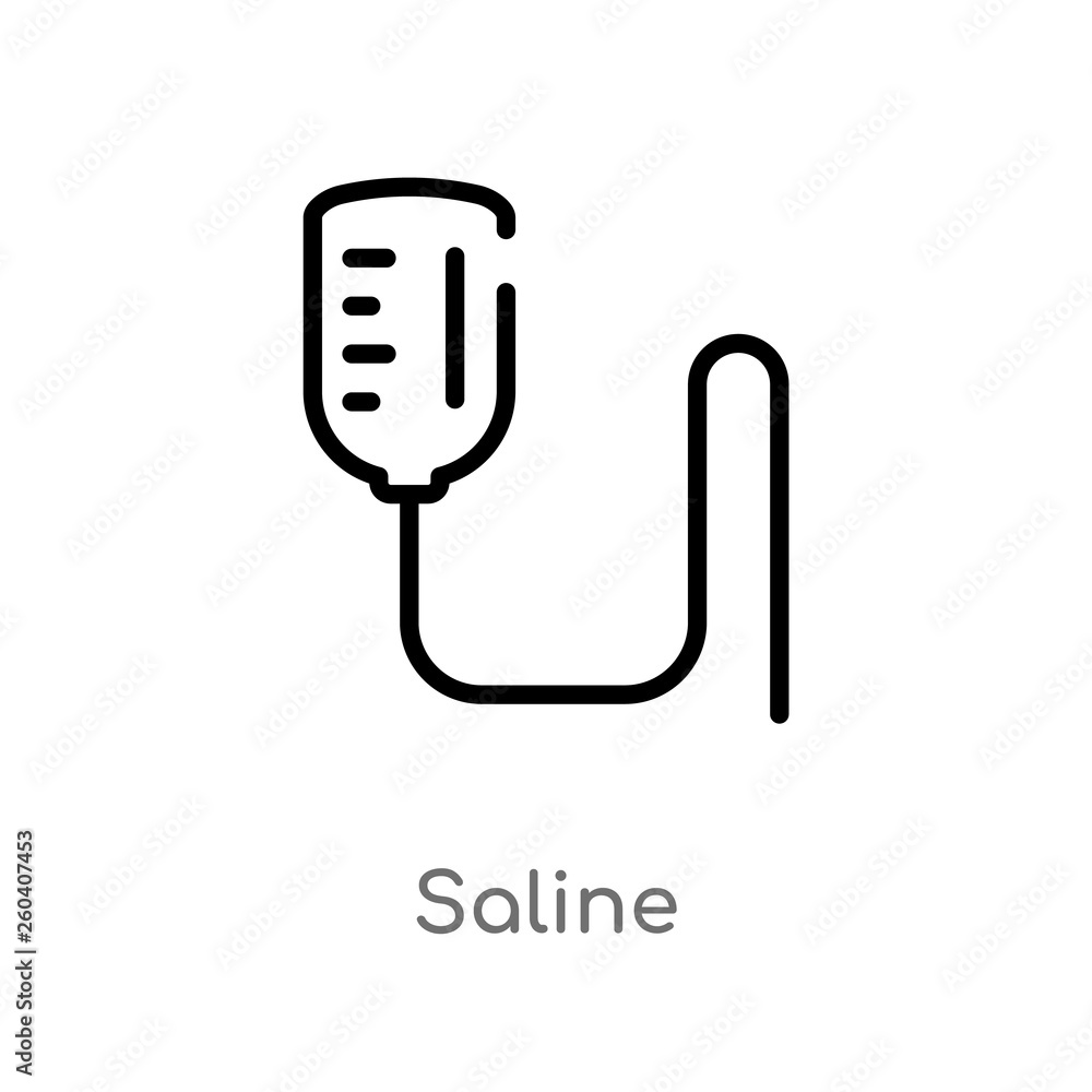 outline saline vector icon. isolated black simple line element illustration from health and medical concept. editable vector stroke saline icon on white background outline saline vector icon. isolated black simple line element illustration from health and medical concept. editable vector stroke saline icon on white background