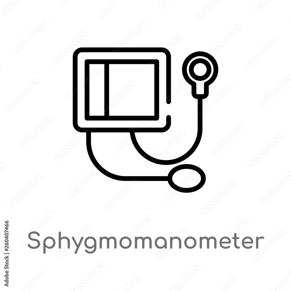 outline sphygmomanometer vector icon. isolated black simple line element illustration from health and medical concept. editable vector stroke sphygmomanometer icon on white background outline sphygmomanometer vector icon. isolated black simple line element illustration from health and medical concept. editable vector stroke sphygmomanometer icon on white background