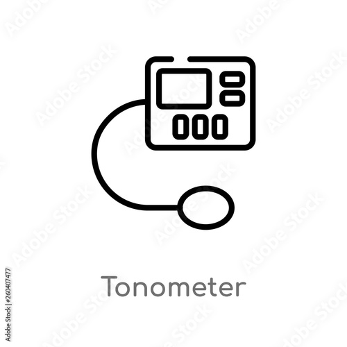 outline tonometer vector icon. isolated black simple line element illustration from health and medical concept. editable vector stroke tonometer icon on white background