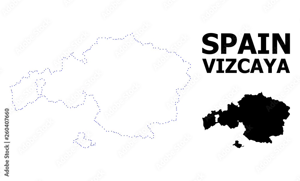 Vector Contour Dotted Map of Vizcaya Province with Name
