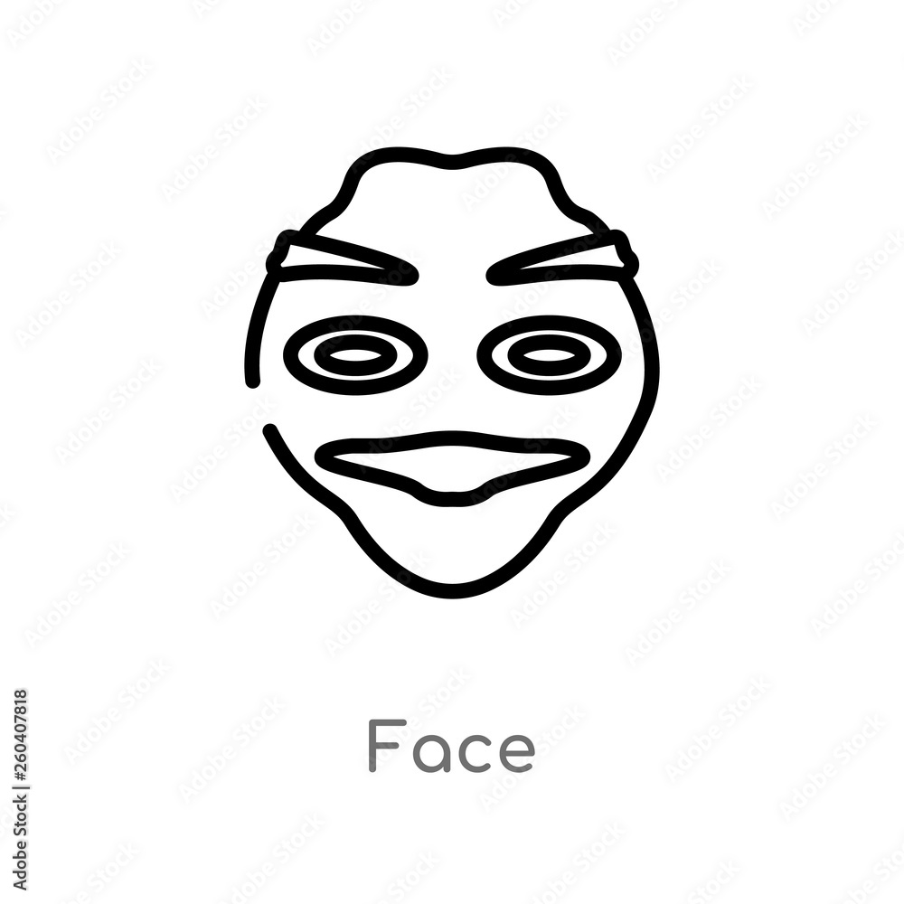 outline face vector icon. isolated black simple line element illustration from history concept. editable vector stroke face icon on white background