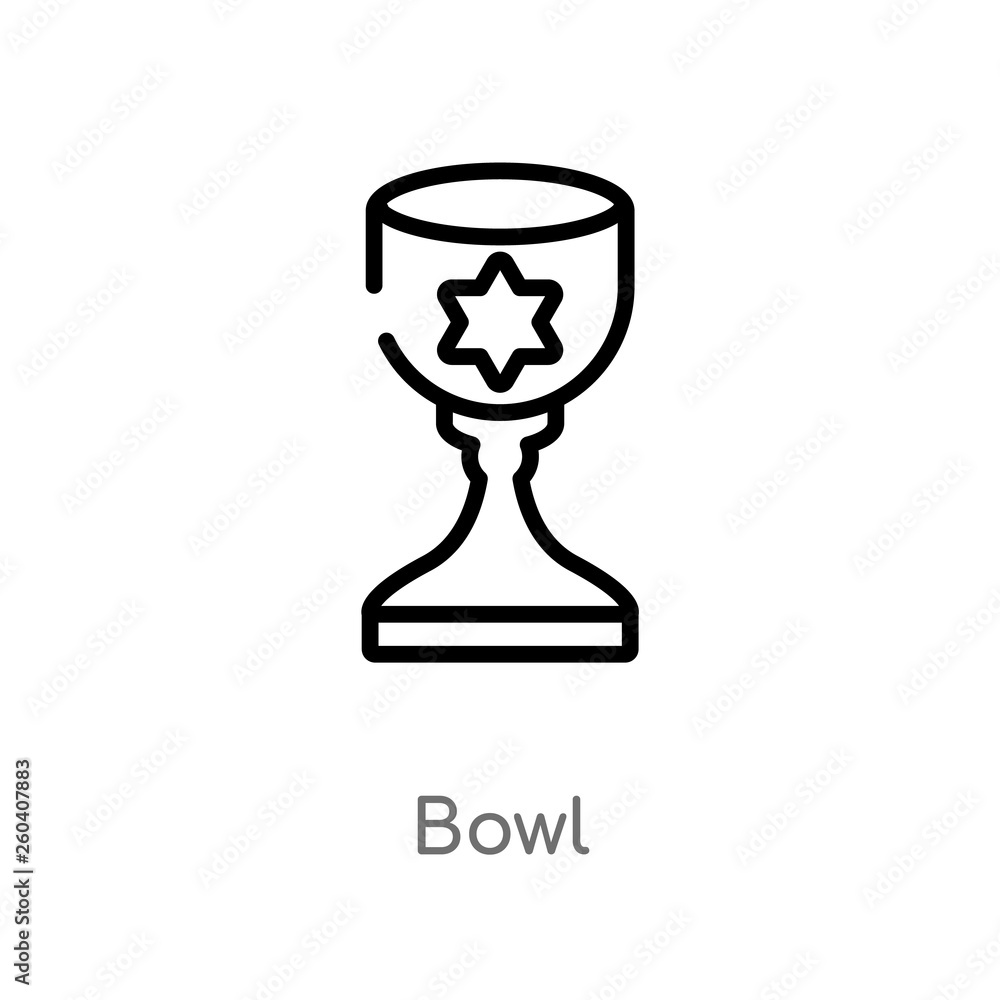 outline bowl vector icon. isolated black simple line element illustration from history concept. editable vector stroke bowl icon on white background outline bowl vector icon. isolated black simple line element illustration from history concept. editable vector stroke bowl icon on white background