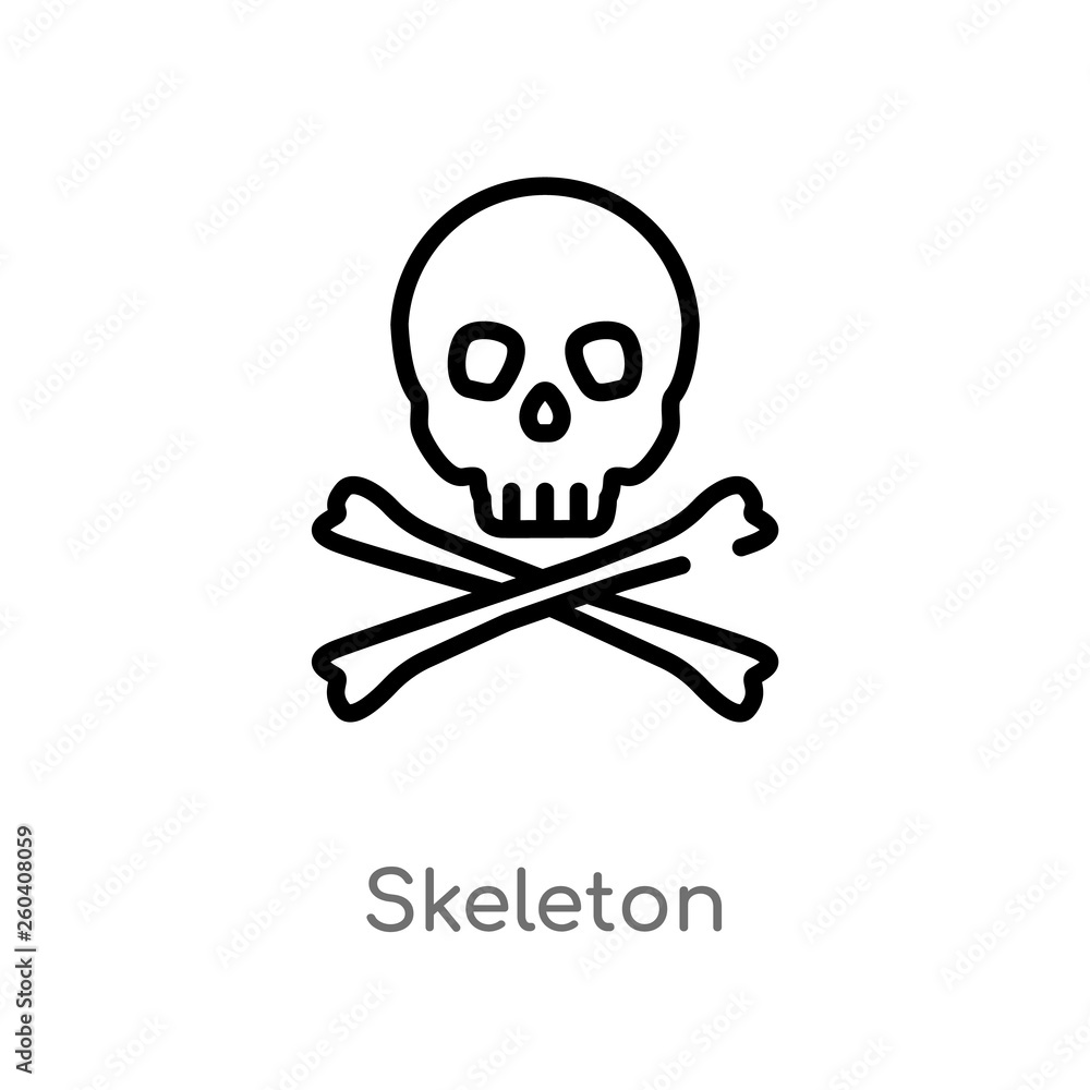 outline skeleton vector icon. isolated black simple line element illustration from history concept. editable vector stroke skeleton icon on white background