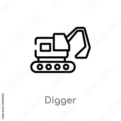 outline digger vector icon. isolated black simple line element illustration from history concept. editable vector stroke digger icon on white background