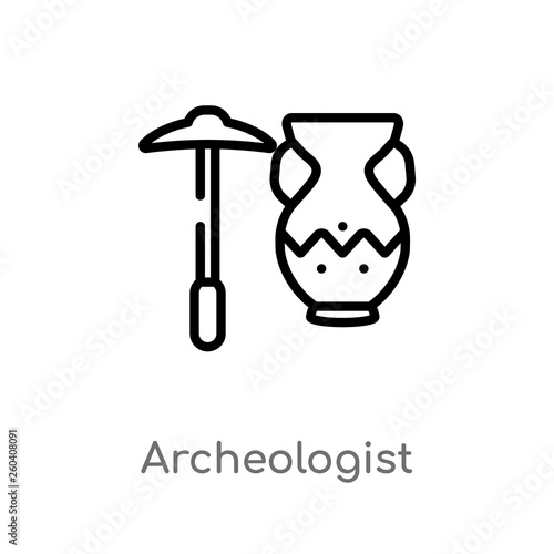 outline archeologist vector icon. isolated black simple line element illustration from history concept. editable vector stroke archeologist icon on white background