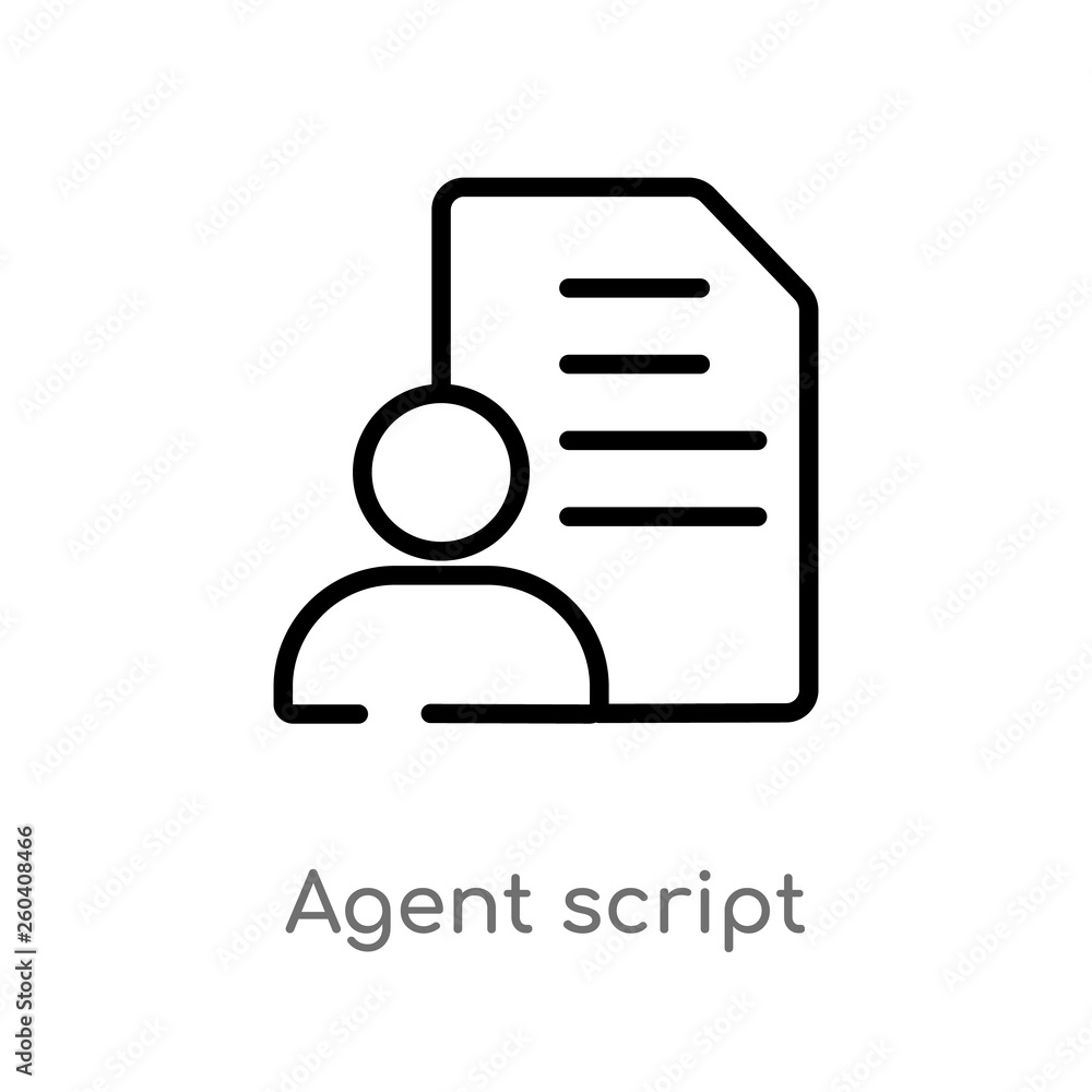 outline agent script vector icon. isolated black simple line element illustration from general-1 concept. editable vector stroke agent script icon on white background outline agent script vector icon. isolated black simple line element illustration from general-1 concept. editable vector stroke agent script icon on white background