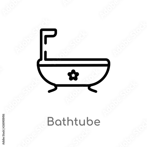 outline bathtube vector icon. isolated black simple line element illustration from holidays concept. editable vector stroke bathtube icon on white background