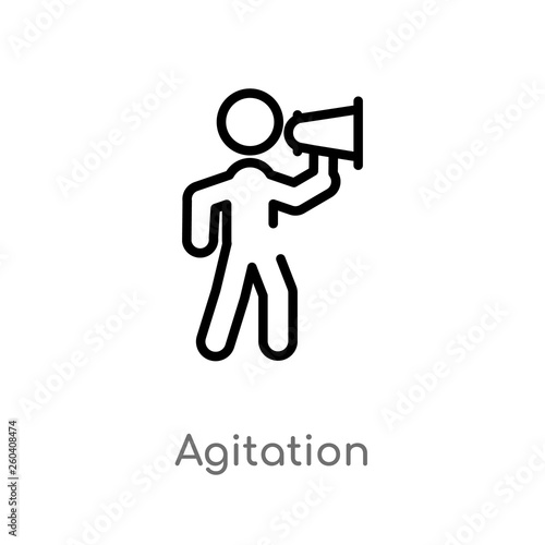 outline agitation vector icon. isolated black simple line element illustration from general-1 concept. editable vector stroke agitation icon on white background