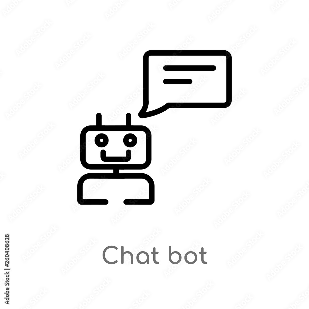 outline chat bot vector icon. isolated black simple line element illustration from general-1 concept. editable vector stroke chat bot icon on white background outline chat bot vector icon. isolated black simple line element illustration from general-1 concept. editable vector stroke chat bot icon on white background