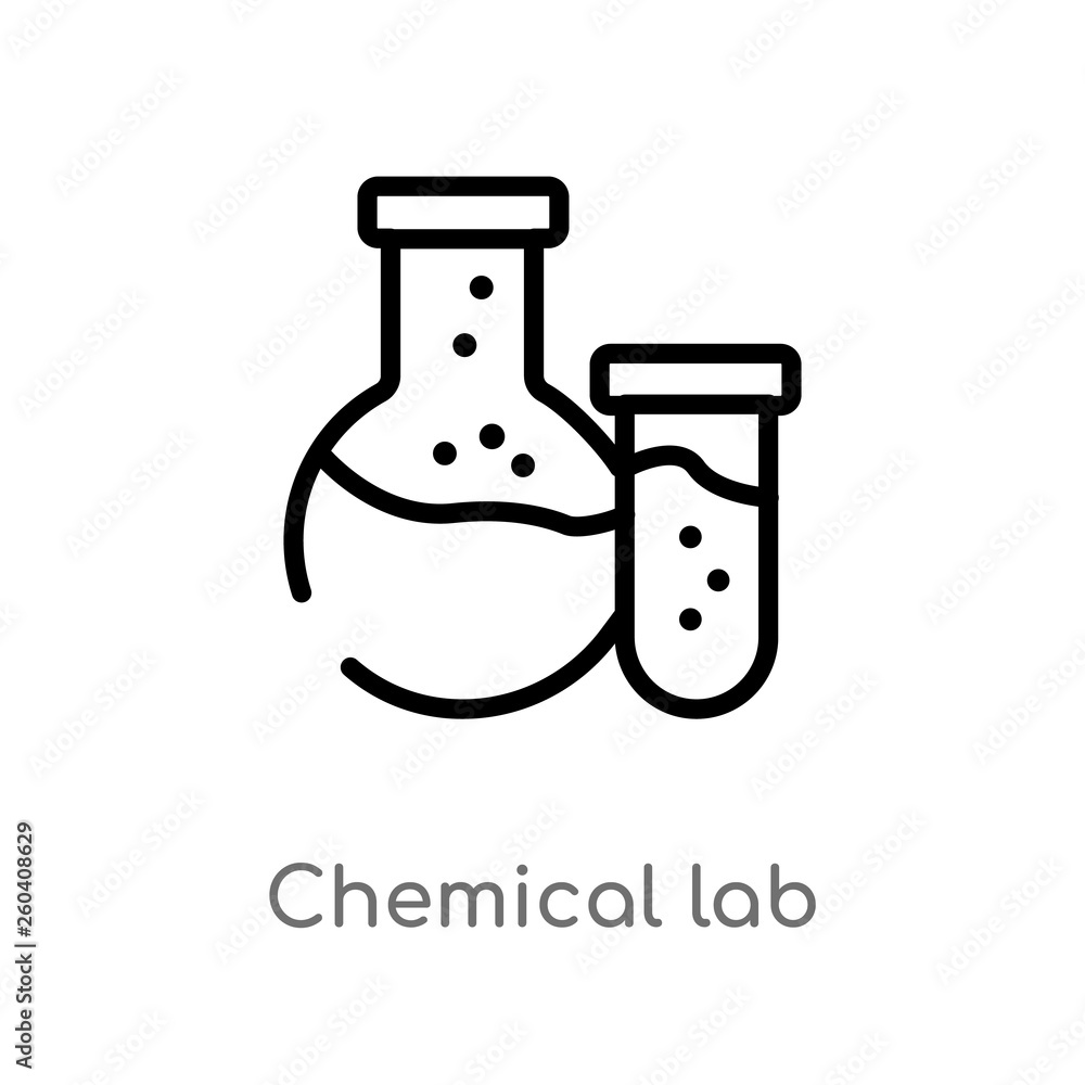 outline chemical lab vector icon. isolated black simple line element illustration from general-1 concept. editable vector stroke chemical lab icon on white background outline chemical lab vector icon. isolated black simple line element illustration from general-1 concept. editable vector stroke chemical lab icon on white background