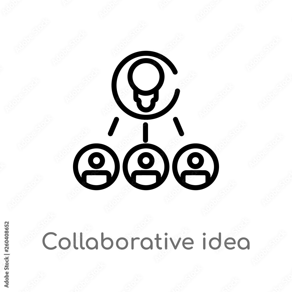 outline collaborative idea vector icon. isolated black simple line element illustration from general-1 concept. editable vector stroke collaborative idea icon on white background outline collaborative idea vector icon. isolated black simple line element illustration from general-1 concept. editable vector stroke collaborative idea icon on white background