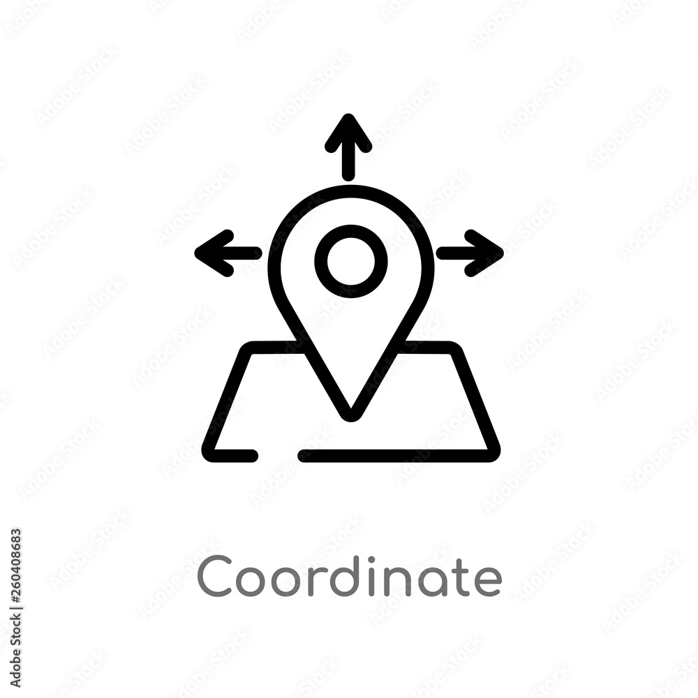 outline coordinate vector icon. isolated black simple line element illustration from general-1 concept. editable vector stroke coordinate icon on white background