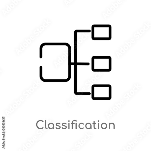 outline classification vector icon. isolated black simple line element illustration from general-1 concept. editable vector stroke classification icon on white background