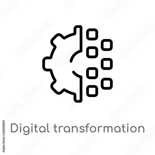 outline digital transformation vector icon. isolated black simple line element illustration from general-1 concept. editable vector stroke digital transformation icon on white background