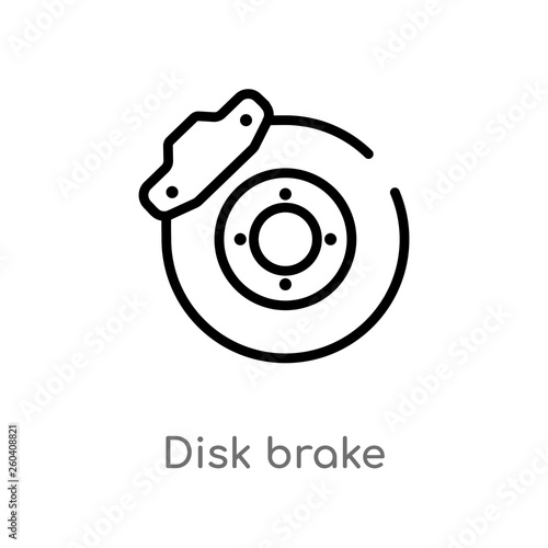 outline disk brake vector icon. isolated black simple line element illustration from general-1 concept. editable vector stroke disk brake icon on white background