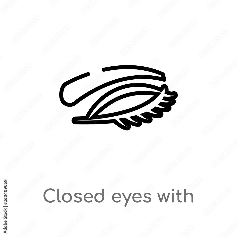 outline closed eyes with lashes and brows vector icon. isolated black simple line element illustration from human body parts concept. editable vector stroke closed eyes with lashes and brows icon on outline closed eyes with lashes and brows vector icon. isolated black simple line element illustration from human body parts concept. editable vector stroke closed eyes with lashes and brows icon on