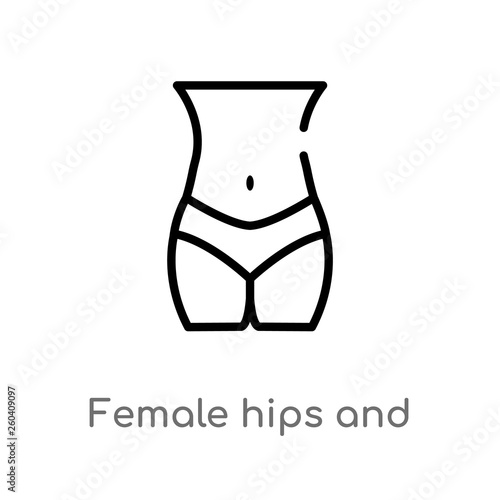 outline female hips and waist vector icon. isolated black simple line element illustration from human body parts concept. editable vector stroke female hips and waist icon on white background