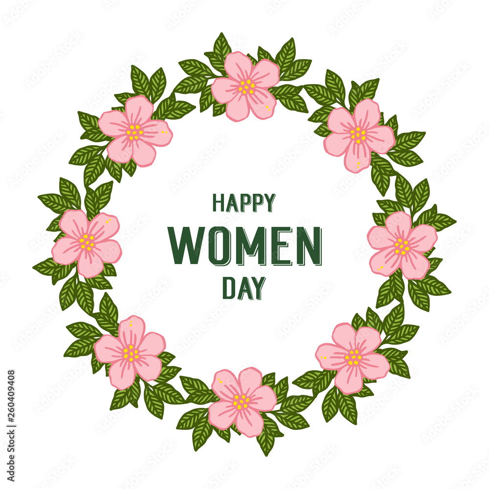 Vector illustration shape happy women day for beauty of pink flower frames blooms