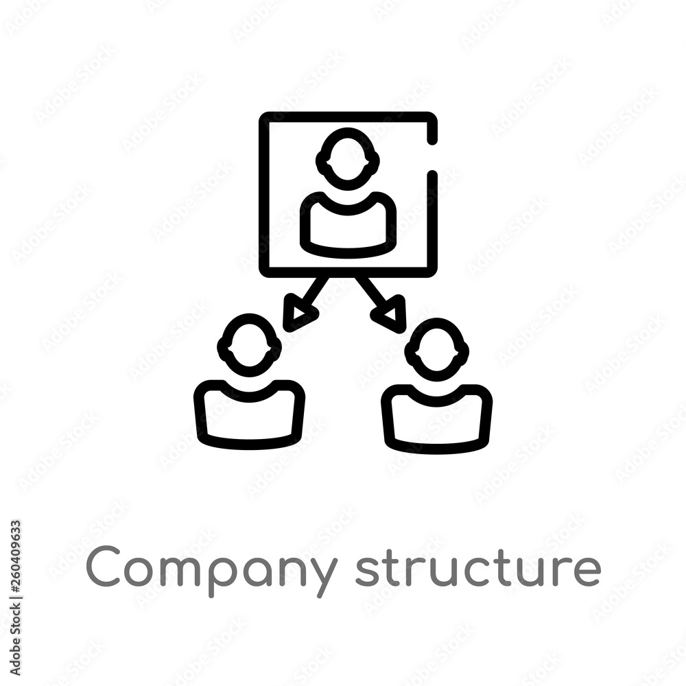 Fototapeta premium outline company structure vector icon. isolated black simple line element illustration from human resources concept. editable vector stroke company structure icon on white background