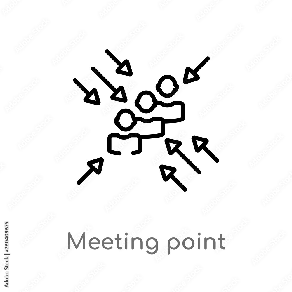 outline meeting point vector icon. isolated black simple line element illustration from human resources concept. editable vector stroke meeting point icon on white background outline meeting point vector icon. isolated black simple line element illustration from human resources concept. editable vector stroke meeting point icon on white background