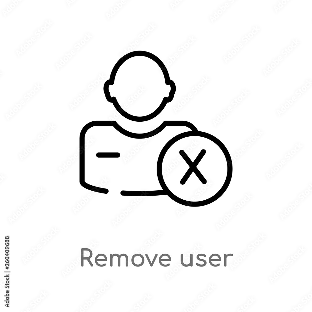 Fototapeta premium outline remove user vector icon. isolated black simple line element illustration from human resources concept. editable vector stroke remove user icon on white background