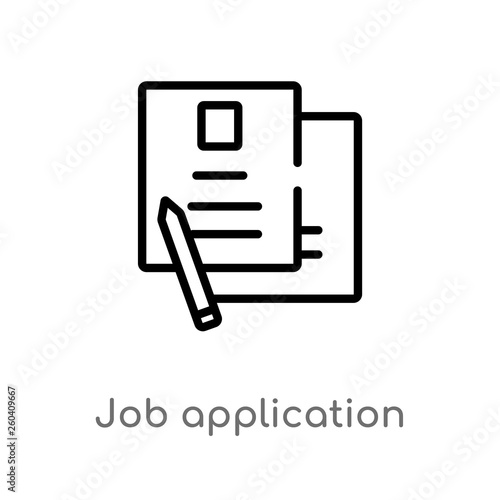 outline job application vector icon. isolated black simple line element illustration from human resources concept. editable vector stroke job application icon on white background
