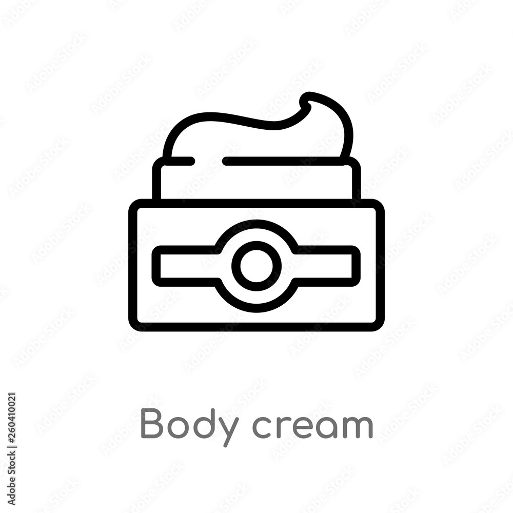 outline body cream vector icon. isolated black simple line element illustration from hygiene concept. editable vector stroke body cream icon on white background outline body cream vector icon. isolated black simple line element illustration from hygiene concept. editable vector stroke body cream icon on white background